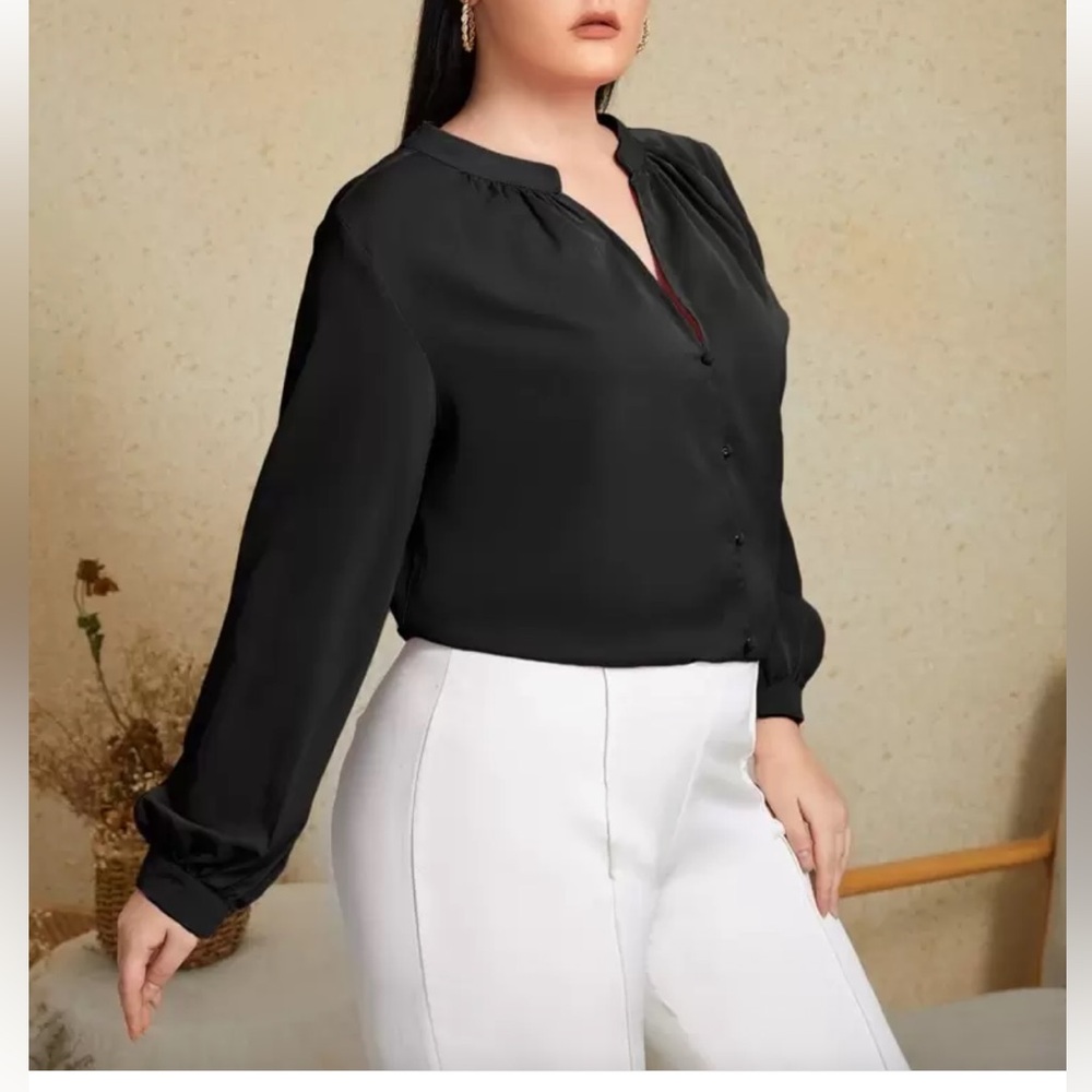 SHEIN Black Button-Up Blouse